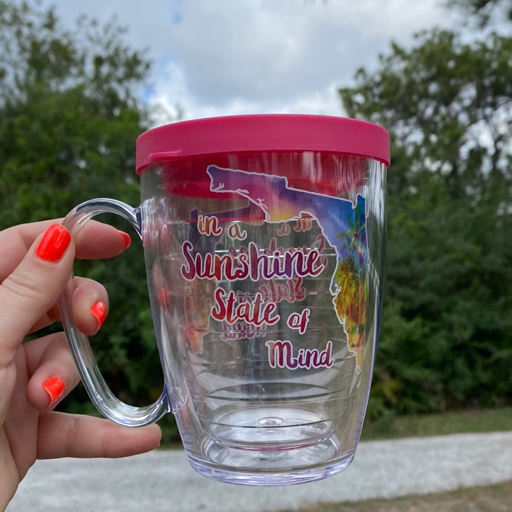 Tervis Florida Sunshine state 16 oz Handled Mug Tumbler Double Insulated lid
